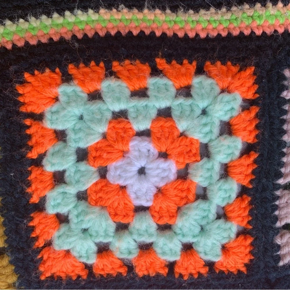 Afghan Crochet Granny Square Blanket Throw Quilt Cabin Vibes
